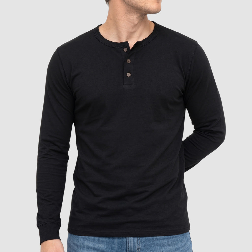 Men’s Long Sleeve Henley Shirt – Slim Fit Casual Everyday Top