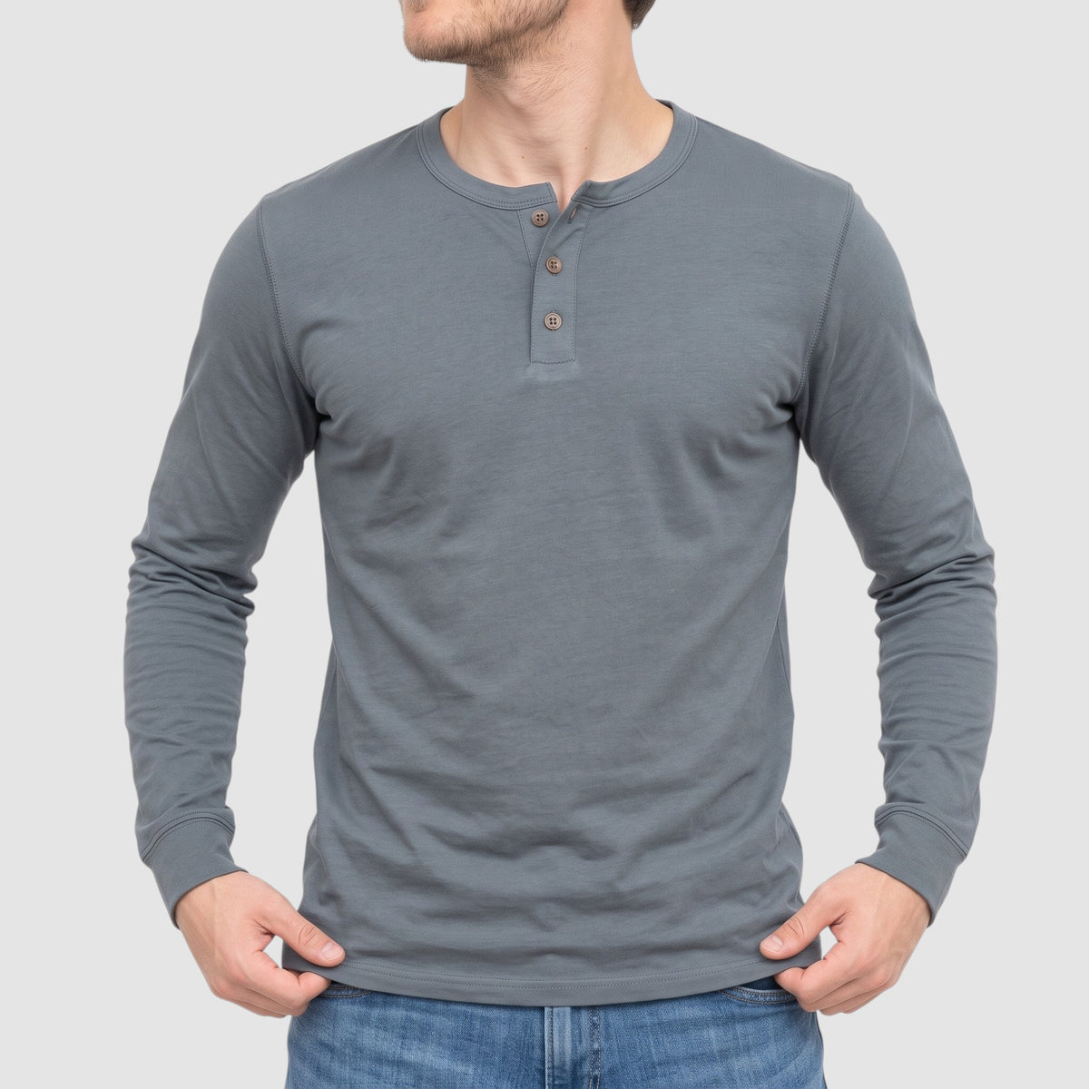 Men’s Long Sleeve Henley Shirt – Slim Fit Casual Everyday Top