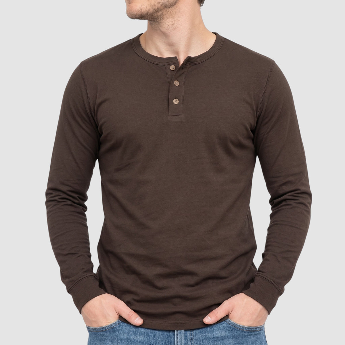 Men’s Long Sleeve Henley Shirt – Slim Fit Casual Everyday Top