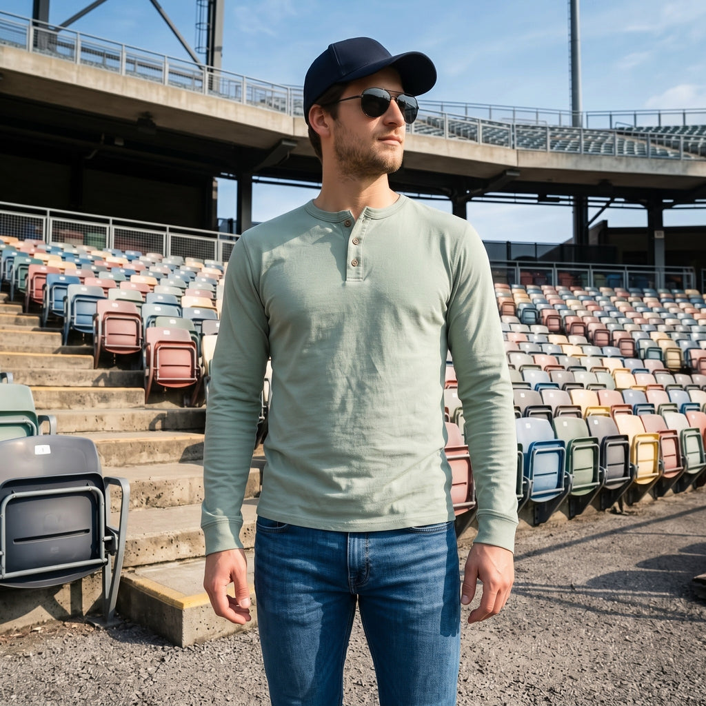 Men’s Long Sleeve Henley Shirt – Slim Fit Casual Everyday Top
