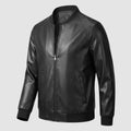 Men’s Faux Leather Bomber Jacket – Classic Lightweight Zip-Up Jacket