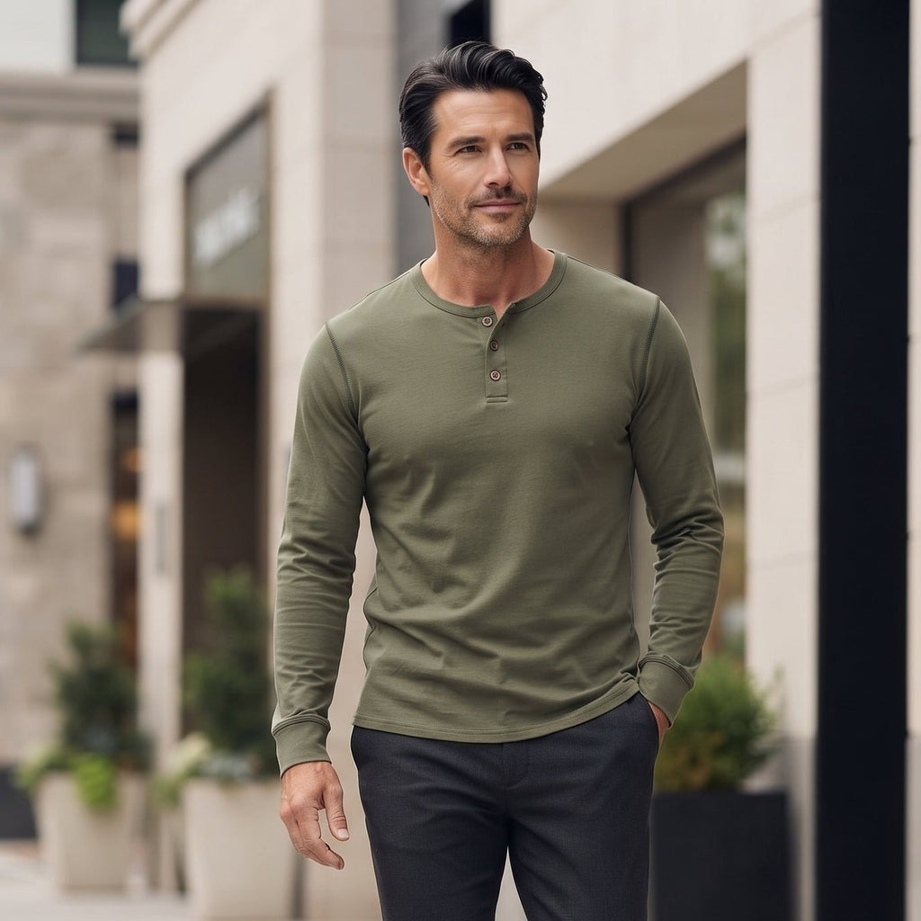 Men's Long Sleeve Henley Shirt