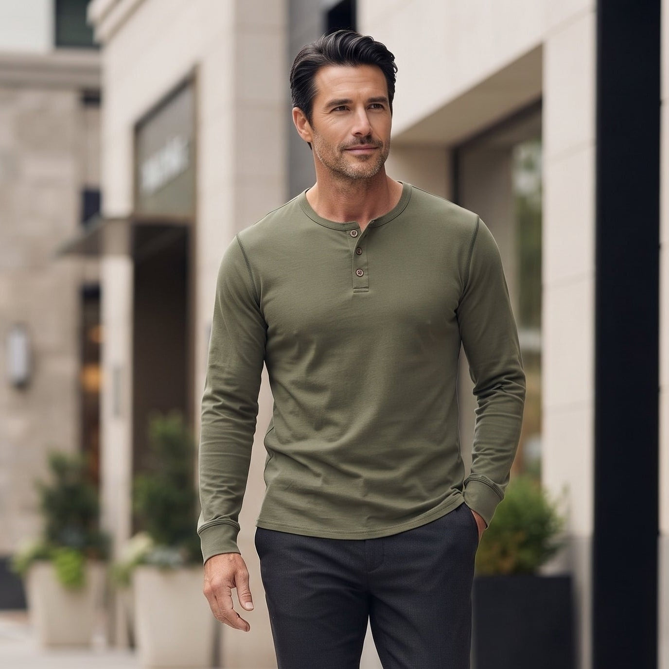 Men's Long Sleeve Henley Shirt