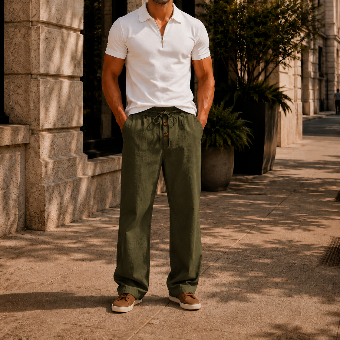 WeFind | Men's Lightweight Drawstring Linen Blend Pants