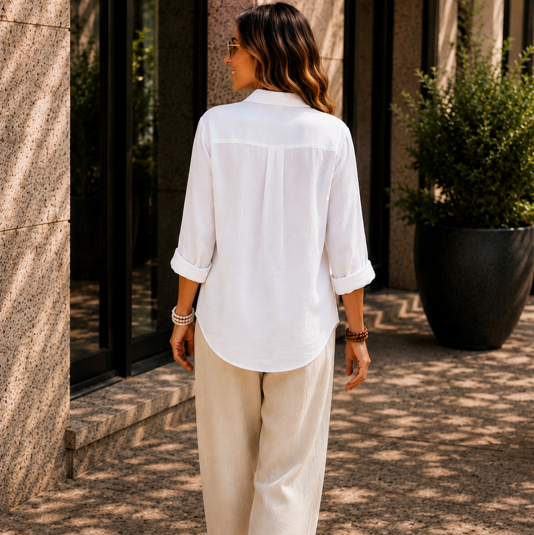 Women’s Oversized Linen Look Button Up Blouse