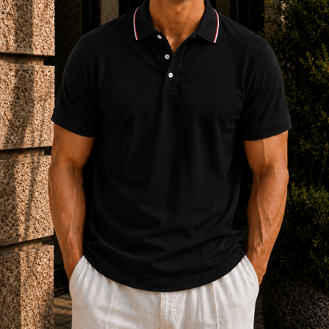 Men's Contrast Collar Polo Shirt