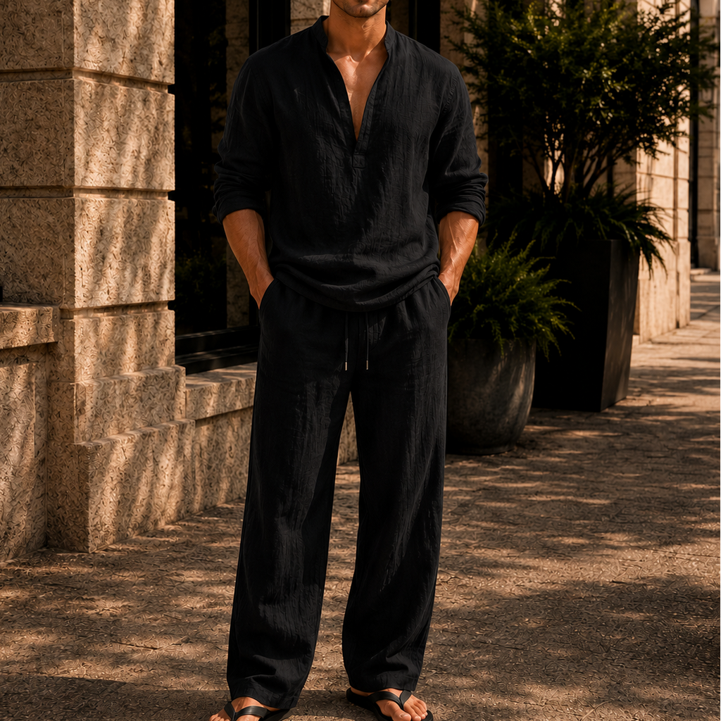 WeFind | Men's Linen Blend Two-Piece Set