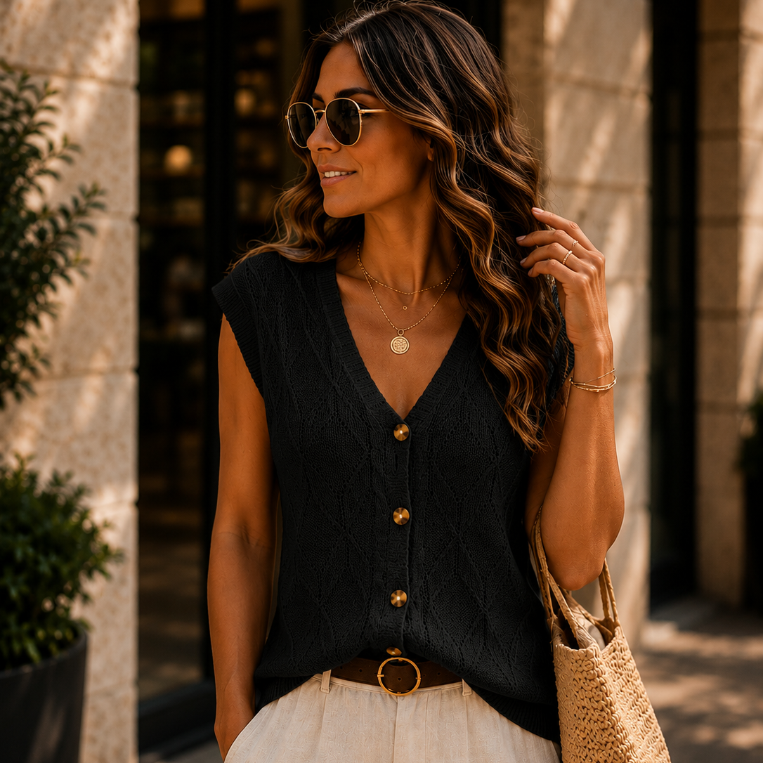 Women's Knit Sweater Vest Casual Layering Top