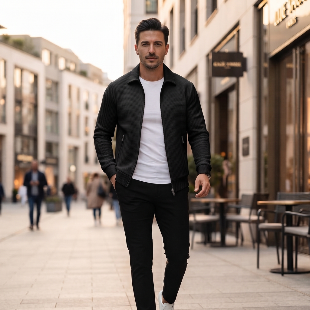 Men's Casual Zip Up Knit Jacket