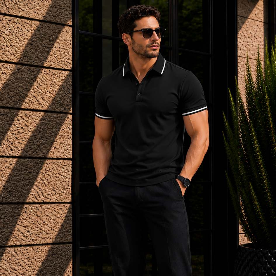 Men's Slim Fit Contrast Trim Polo Shirt