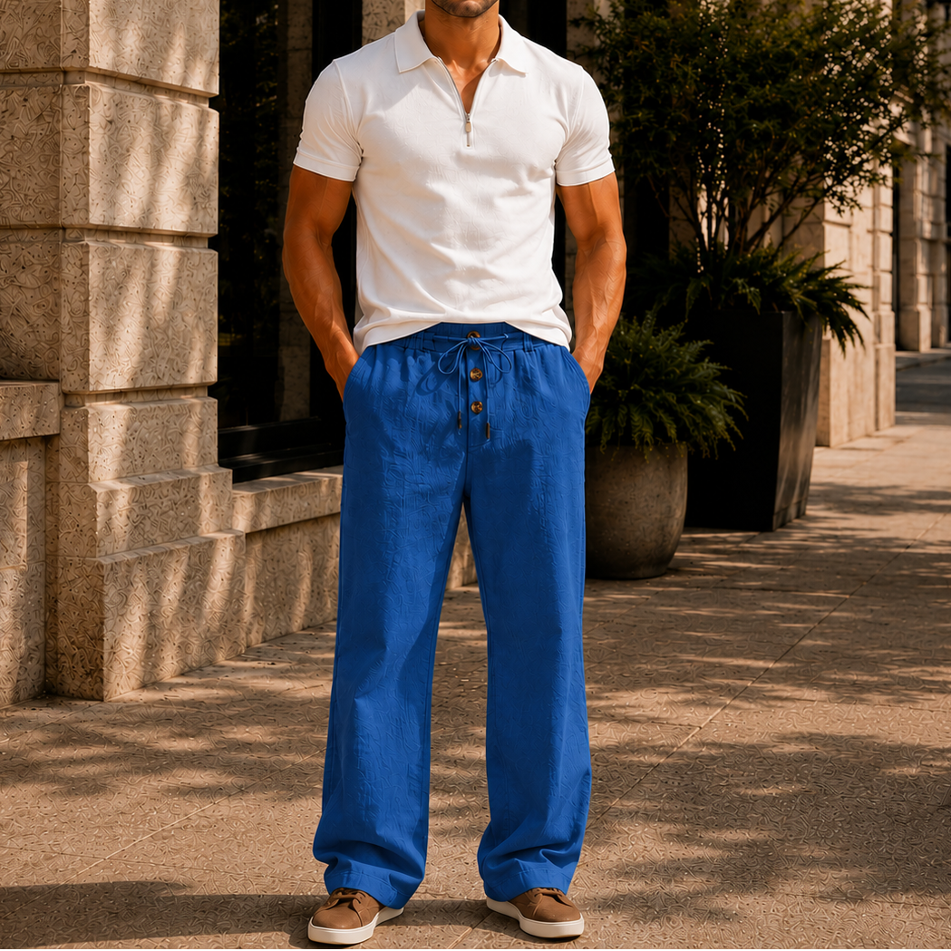 Men's Lightweight Drawstring Linen Blend Pants