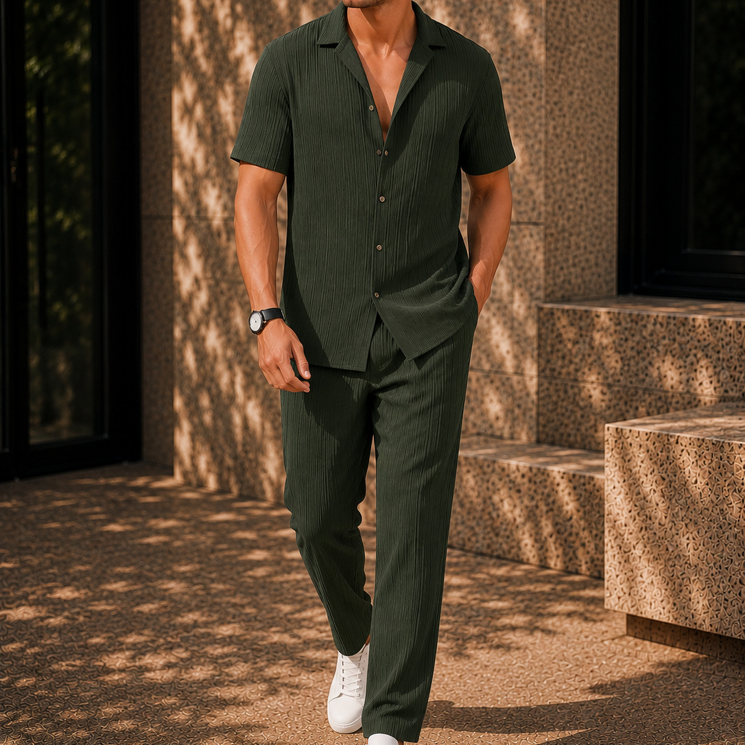 Men's Casual Textured Two Piece Set