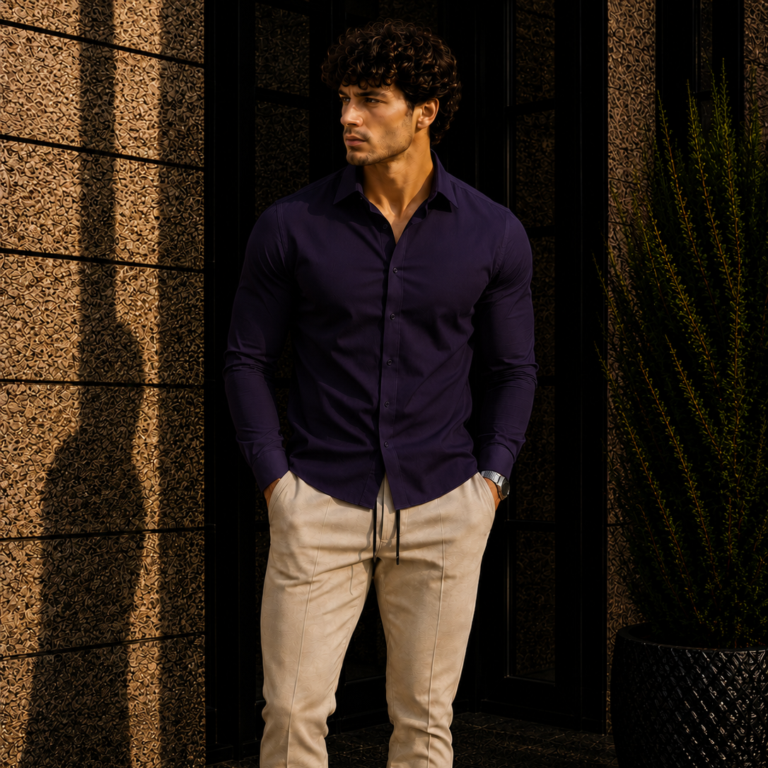 Men's Long Sleeve Button Down Dress Shirt