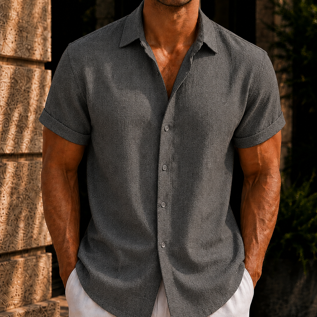Men's Linen Blend Button Down Shirt