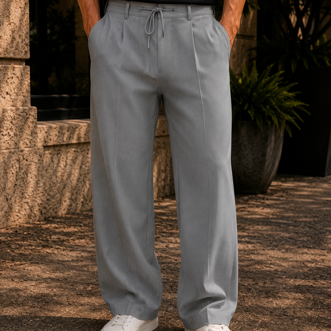 Men's Linen Blend Drawstring Pants