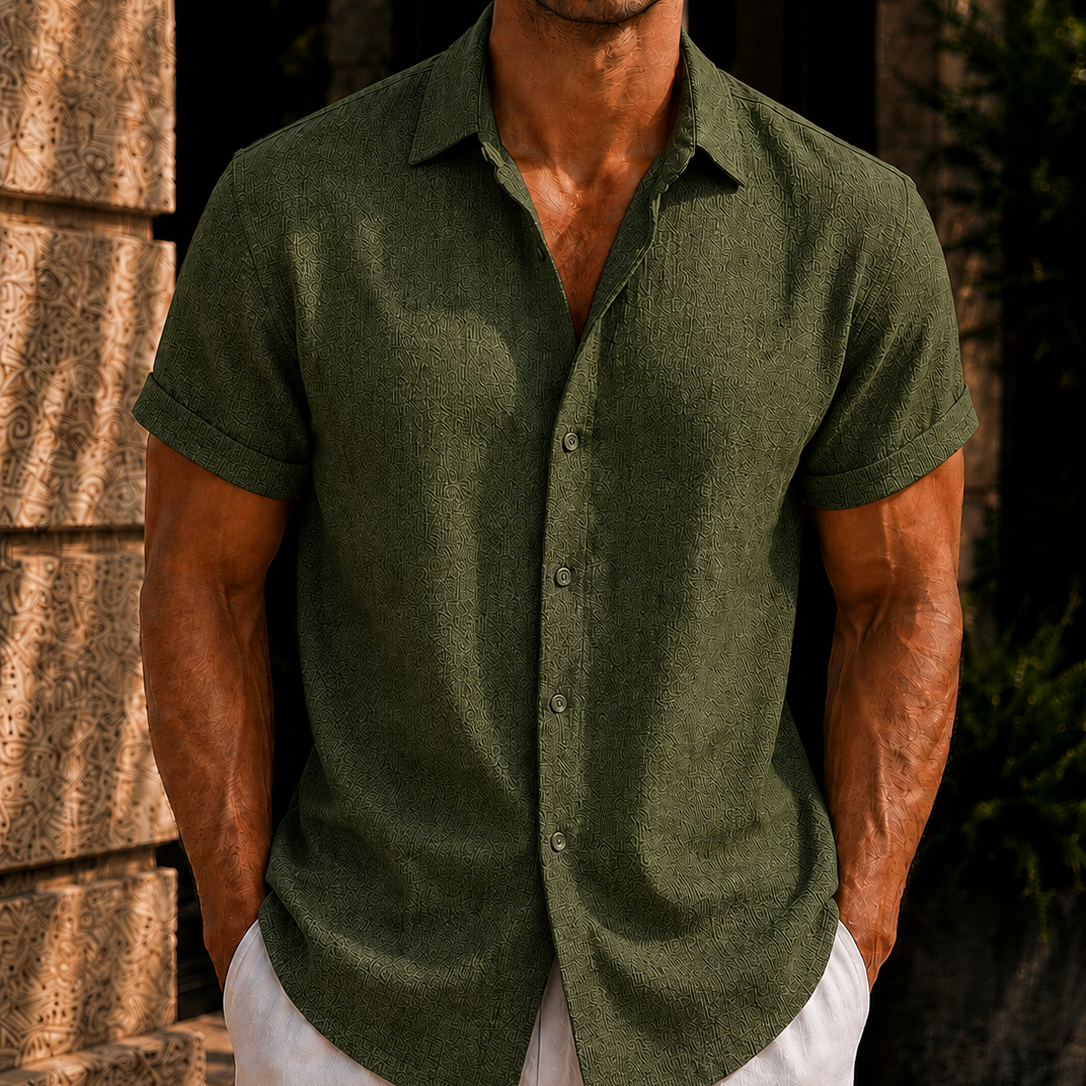 Men's Linen Blend Button Down Shirt