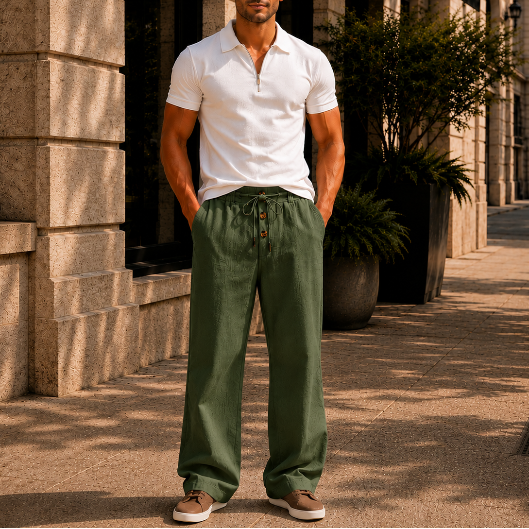 Men's Lightweight Drawstring Linen Blend Pants
