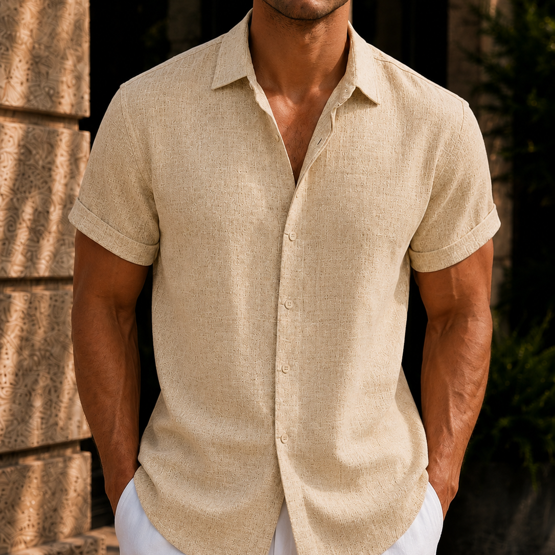 Men's Linen Blend Button Down Shirt