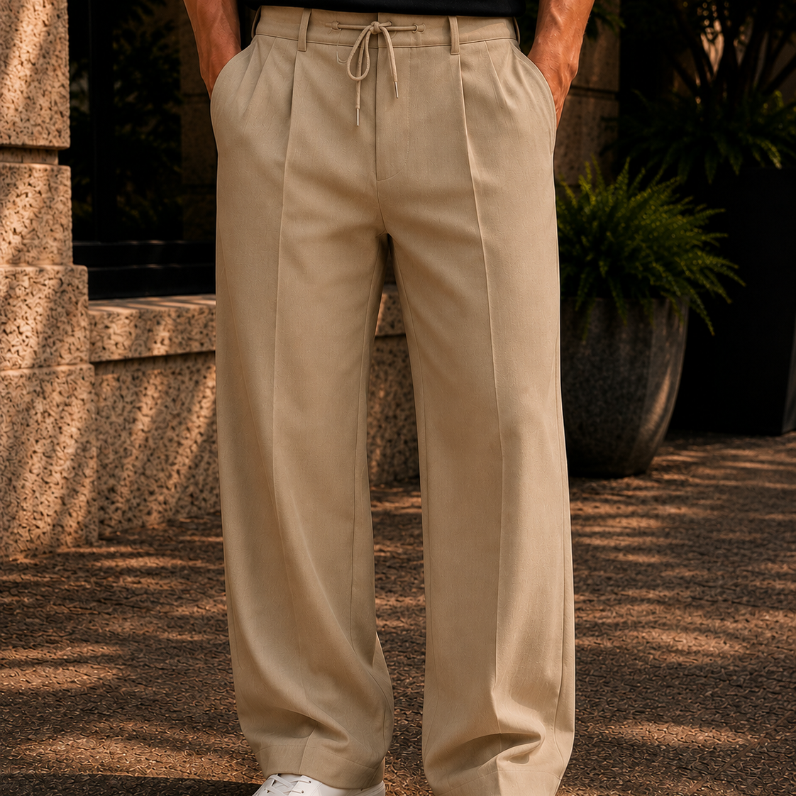 Men's Linen Blend Drawstring Pants