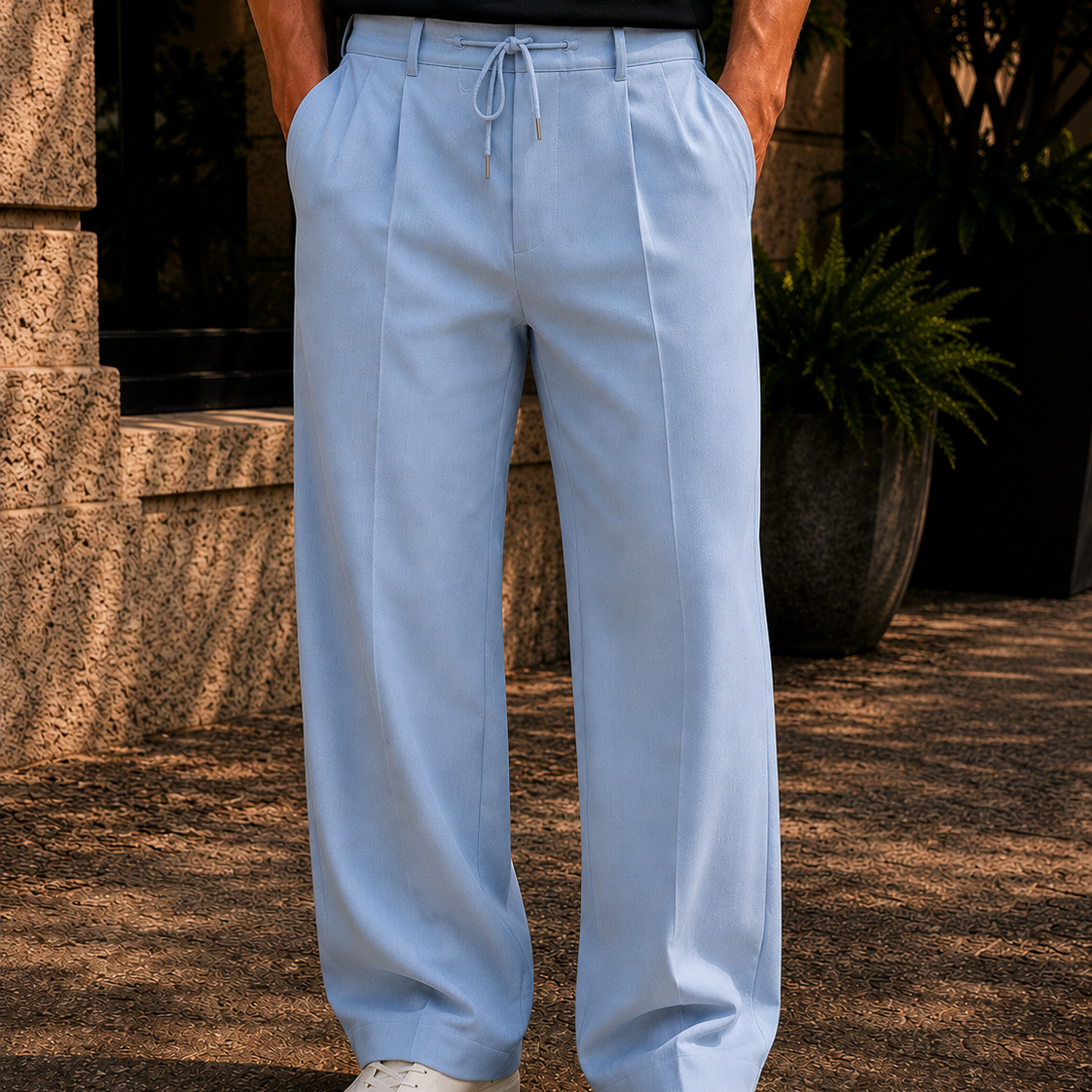Men's Linen Blend Drawstring Pants