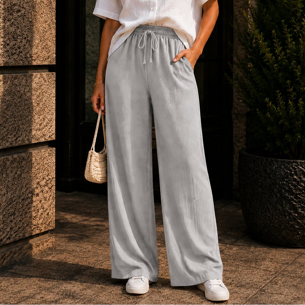 Women's High Waist Drawstring Wide Leg Pants