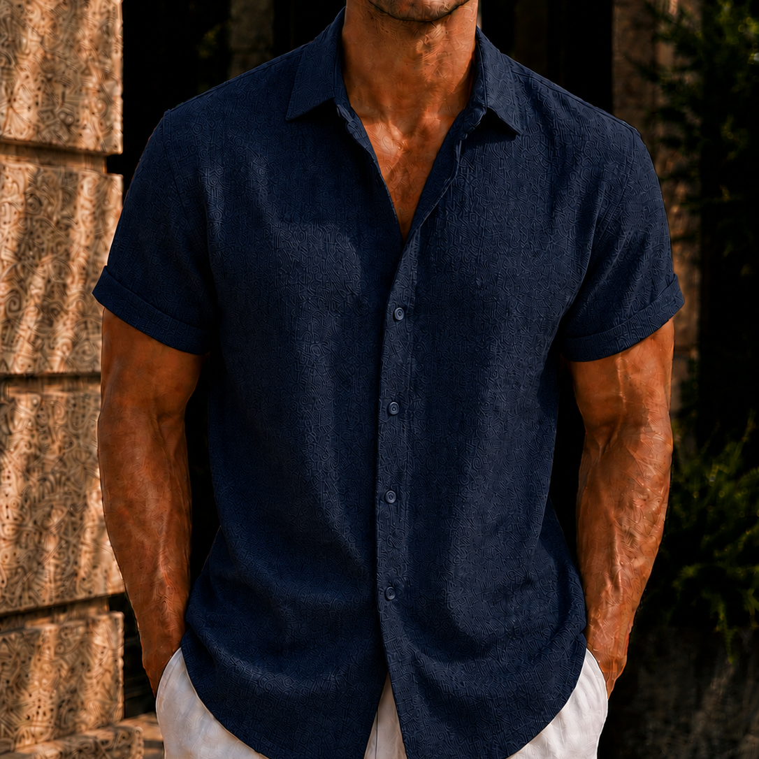 Men's Linen Blend Button Down Shirt