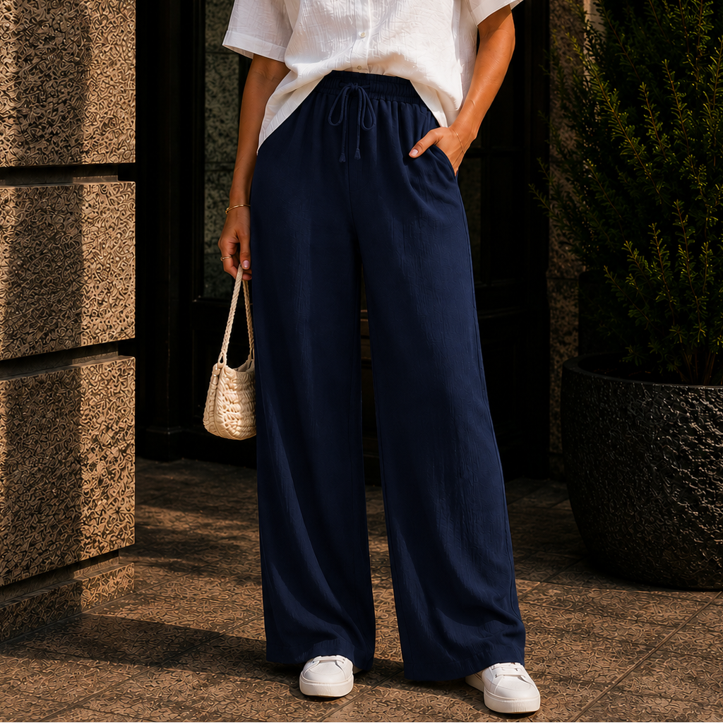 Women's High Waist Drawstring Wide Leg Pants