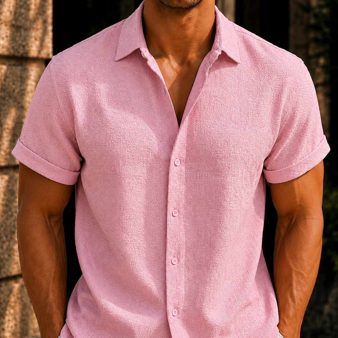 Men's Linen Blend Button Down Shirt