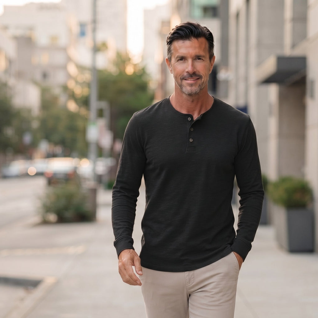 Men's Long Sleeve Henley Shirt