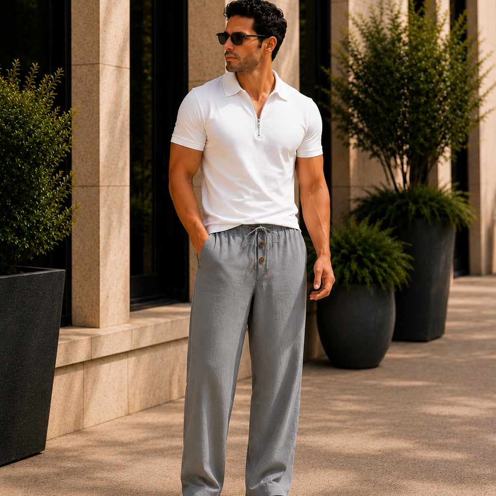 Men's Lightweight Drawstring Linen Blend Pants