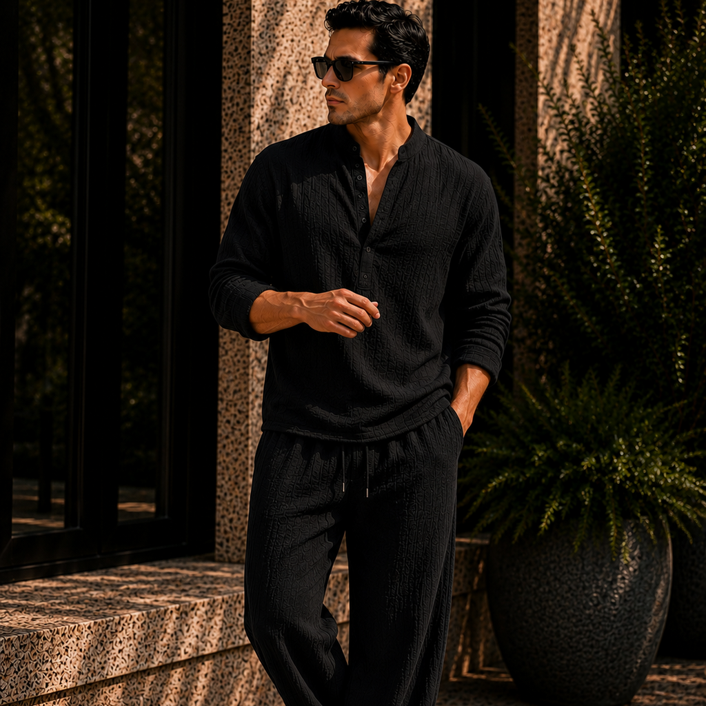Men's Linen Blend Two-Piece Set