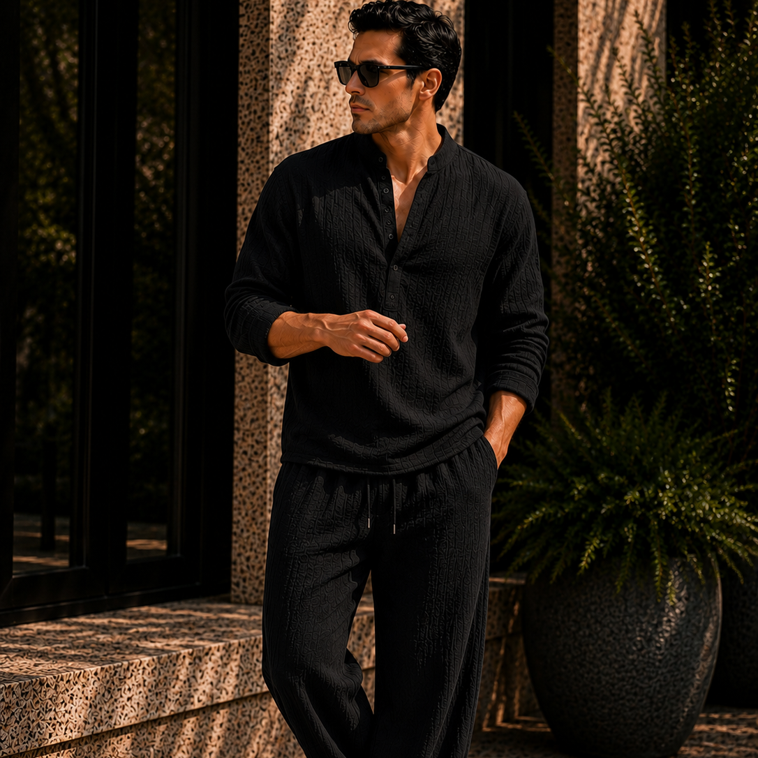 Men's Linen Blend Two-Piece Set