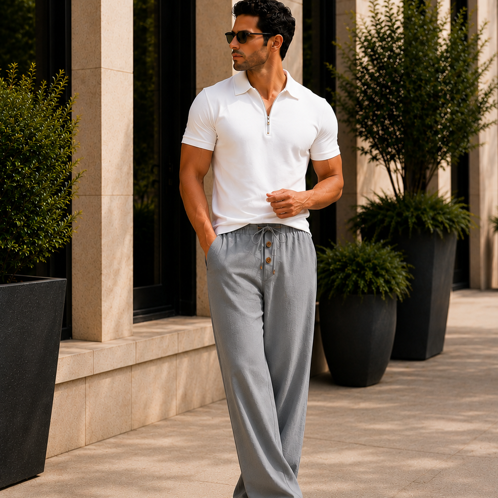 Men's Lightweight Drawstring Linen Blend Pants