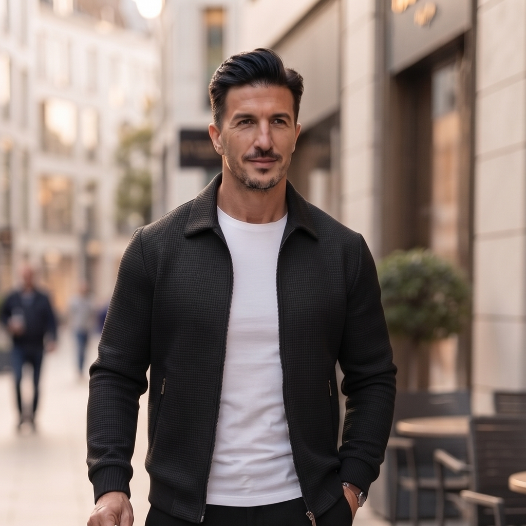 Men's Casual Zip Up Knit Jacket