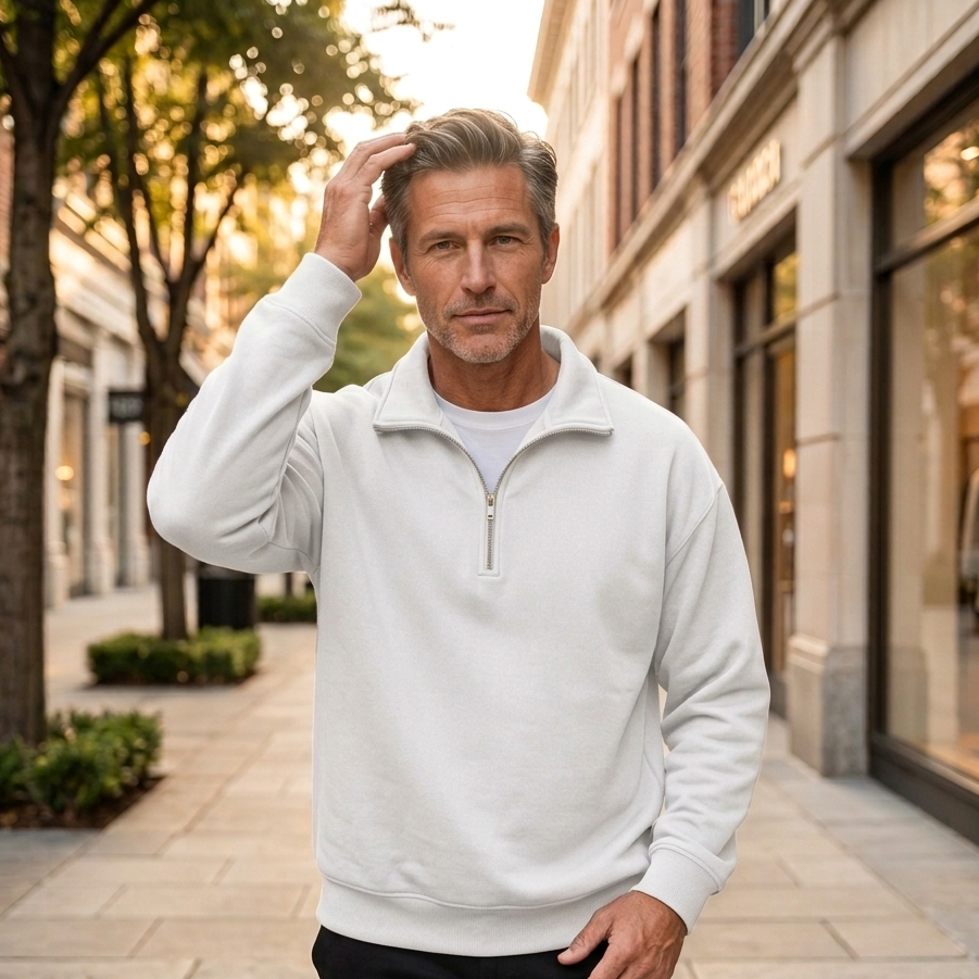Men's Quarter Zip Pullover Sweatshirt