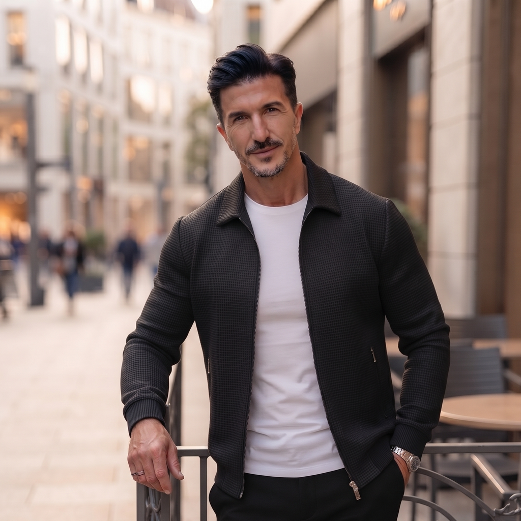 Men's Casual Zip Up Knit Jacket