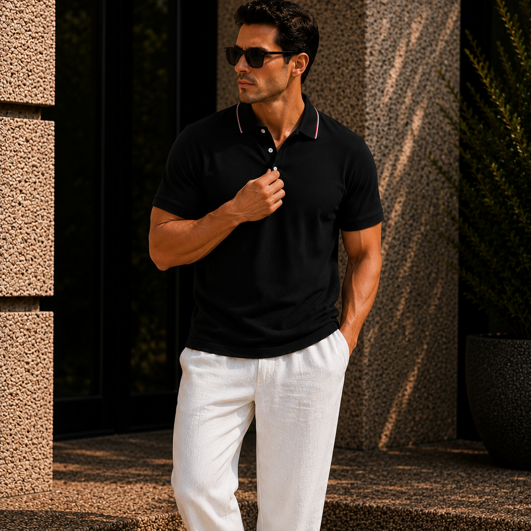 Men's Contrast Collar Polo Shirt