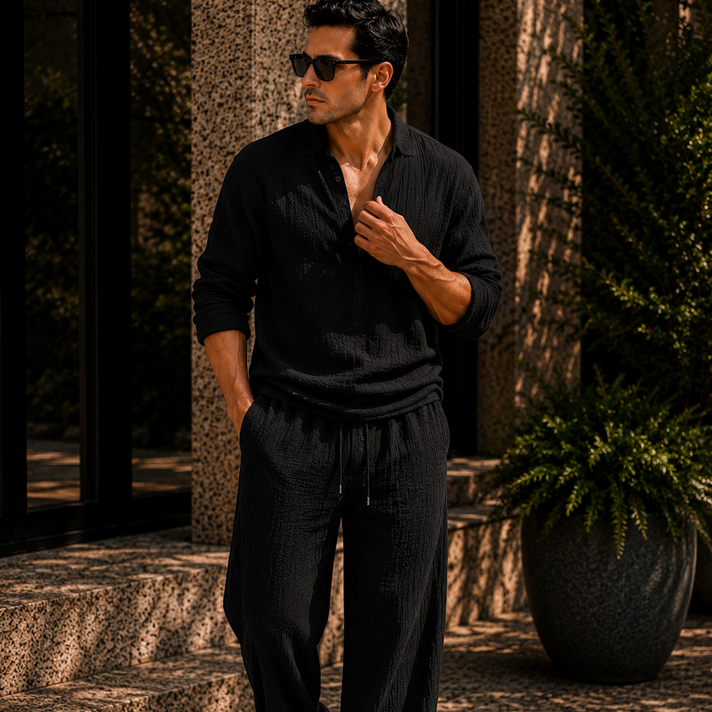 Men's Linen Blend Two-Piece Set