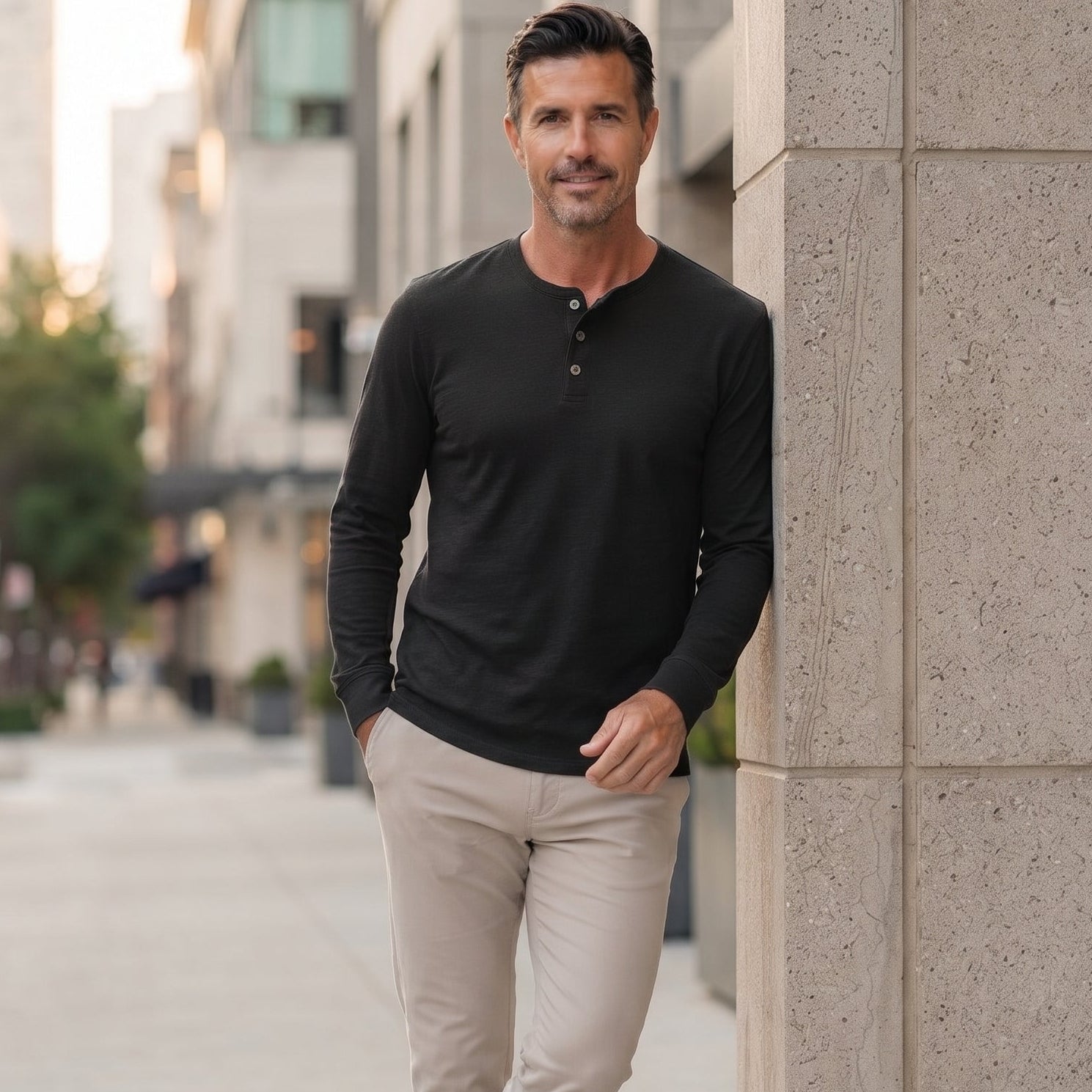 Men's Long Sleeve Henley Shirt
