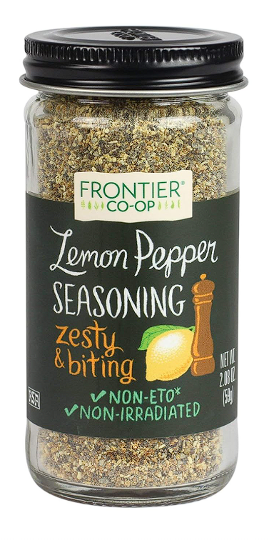 Frontier Seasoning Blends, Salt-Free Lemon Pepper, 2.08-Ounce Bottle