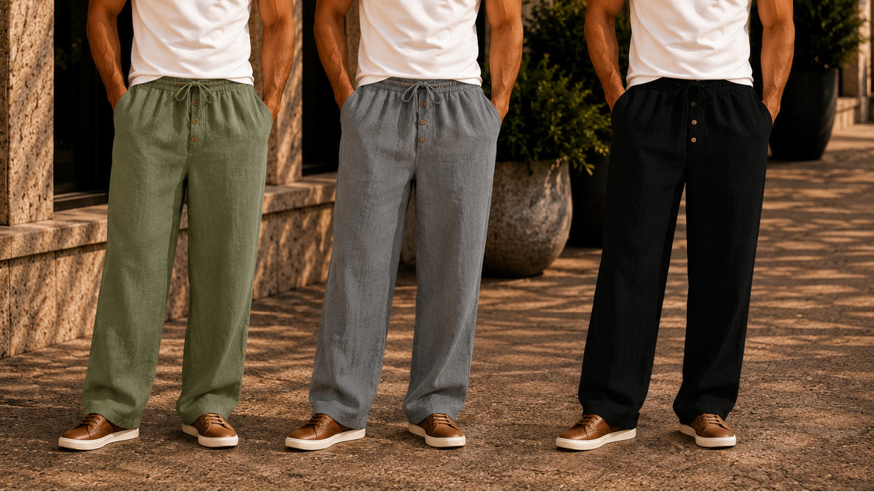 Men's Lightweight Drawstring Linen Blend Pants