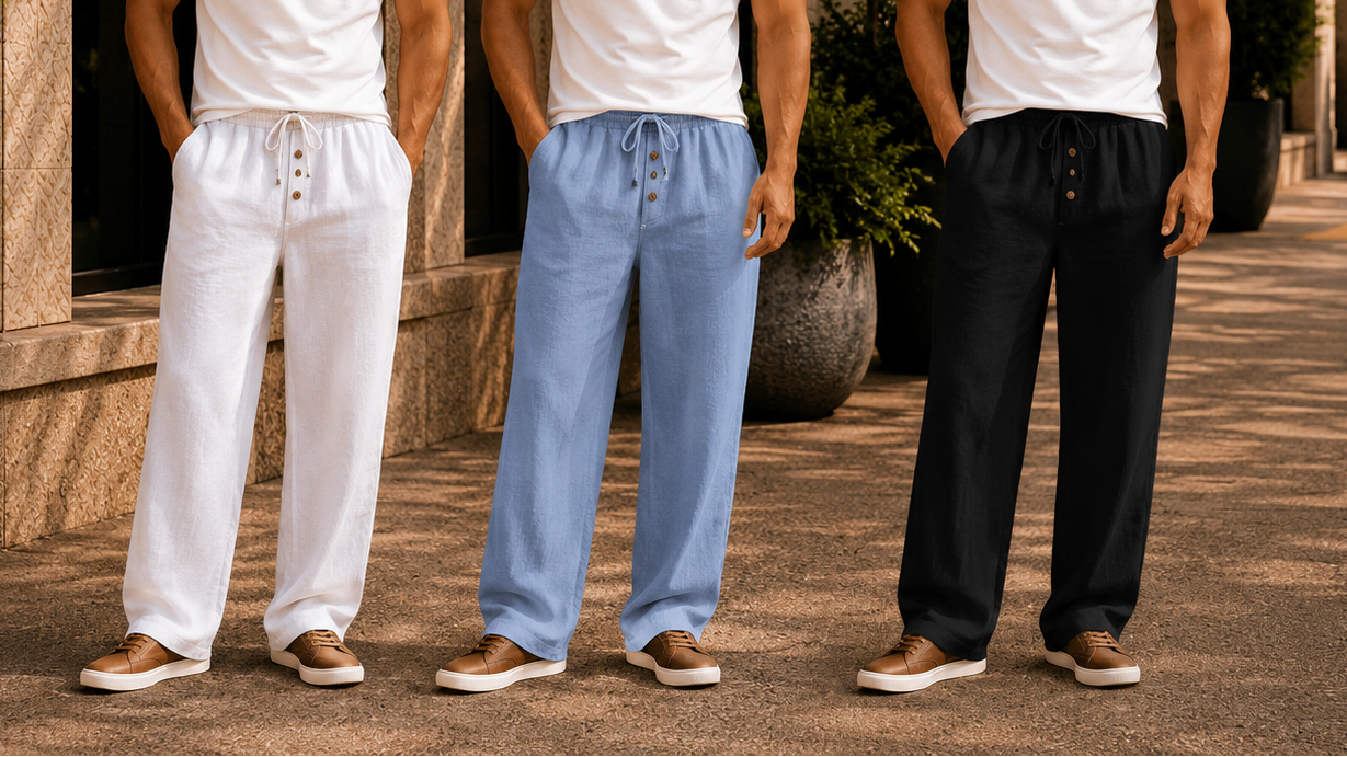 Men's Lightweight Drawstring Linen Blend Pants