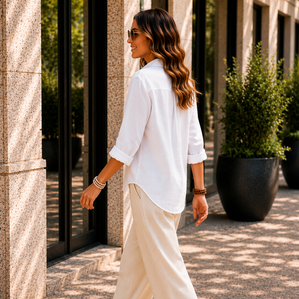 Women’s Oversized Linen Look Button Up Blouse