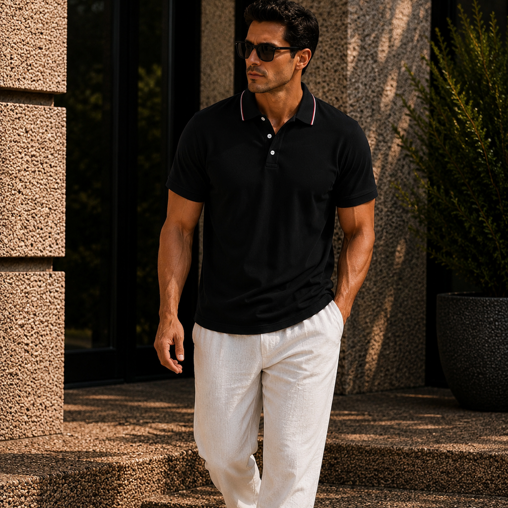Men's Contrast Collar Polo Shirt