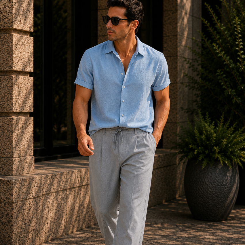 Men's Linen Blend Drawstring Pants