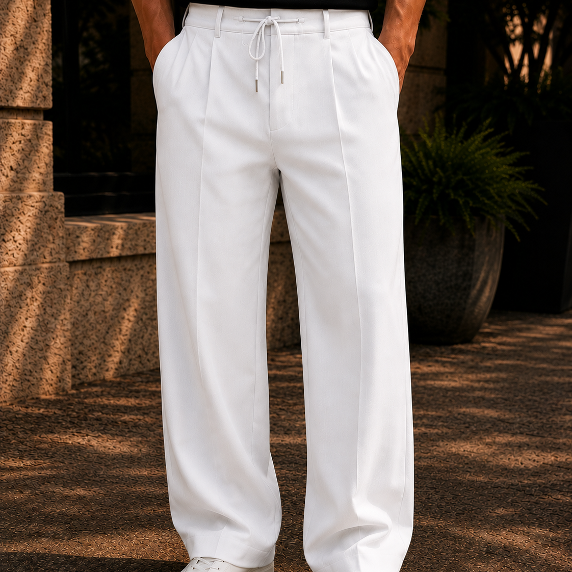 Men's Linen Blend Drawstring Pants