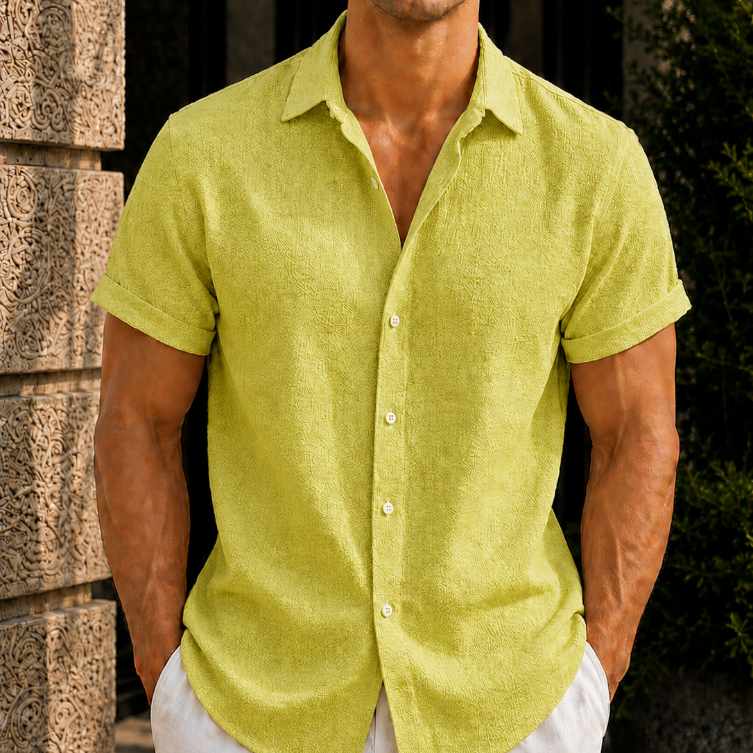 Men's Linen Blend Button Down Shirt