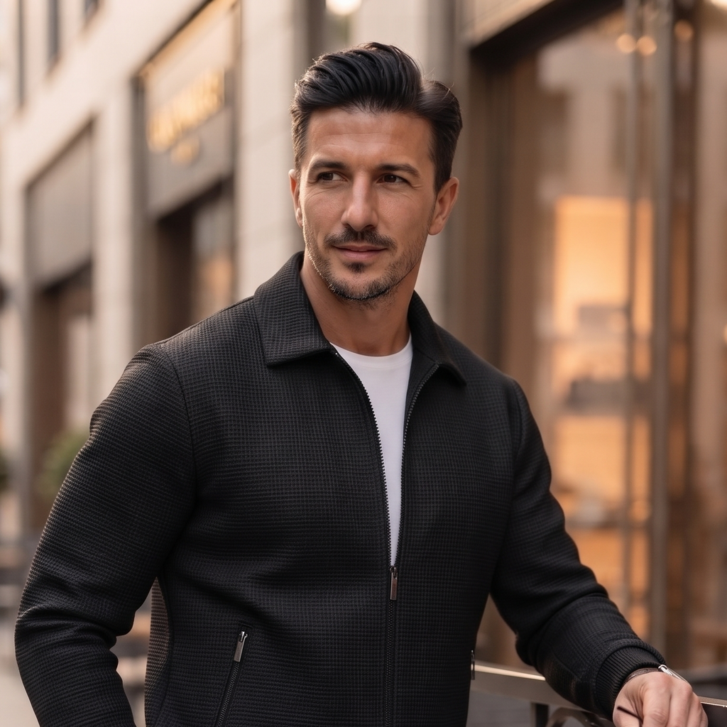 Men's Casual Zip Up Knit Jacket