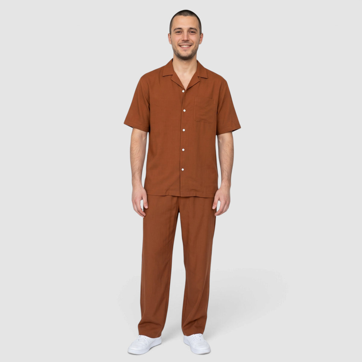 Men’s Casual Two-Piece Summer Set – Short Sleeve Shirt & Pants