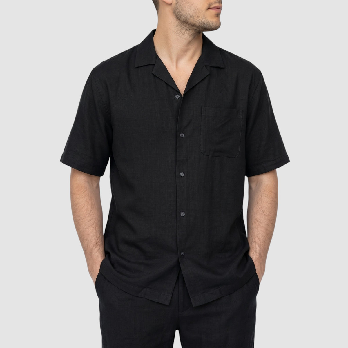 Men’s Casual Two-Piece Summer Set – Short Sleeve Shirt & Pants